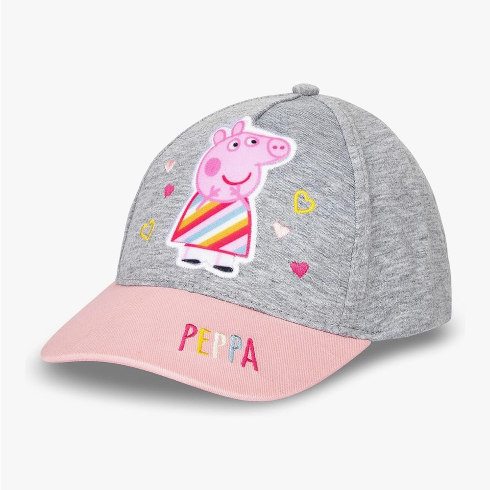 Nickelodeon Peppa Pig Gray & Pink Adjustable Velcro Kids Baseball Hat